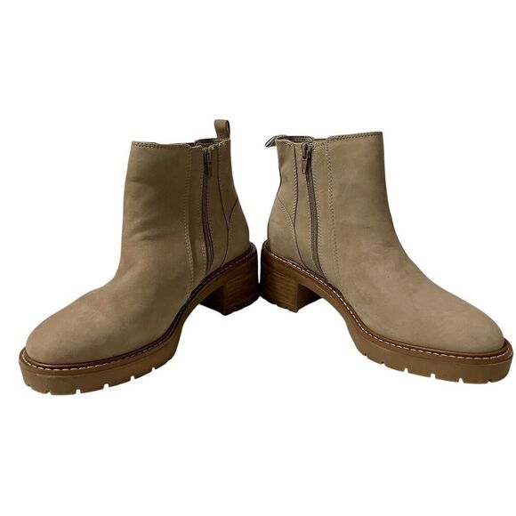 Alex Marie 9.5M Buckle Lug Heel Ankle Boots Booties Taupe Inside Zipper … - Picture 4 of 9